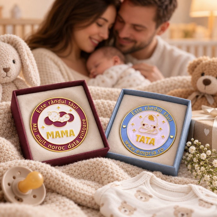 Moneda cine il schimba pe bebe, in cutie de cadou elegant pentru parinti cu nou-nascuti, Empria, in romana [22]