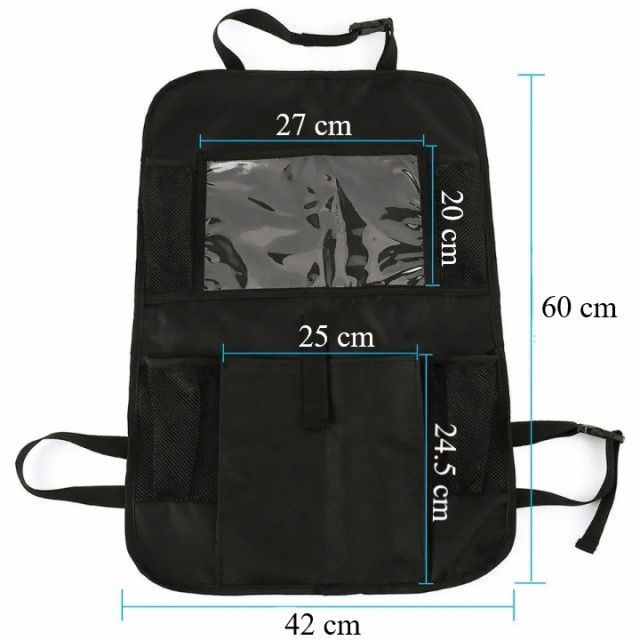 Organizator scaun auto copii, protectie scaun auto, 6 buzunare, 60x42 cm, Empria, Negru [5]