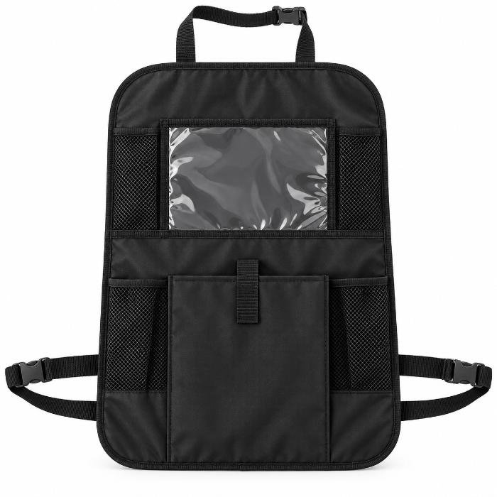 Organizator scaun auto copii, protectie scaun auto, 6 buzunare, 60x42 cm, Empria, Negru [2]