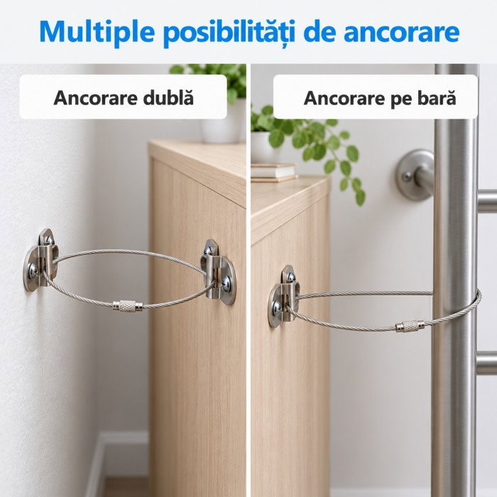 Pachet ancore mobila, metalice, sigurante pentru protejarea copiilor, protectie cutremur, Empria, 10 Seturi [3]