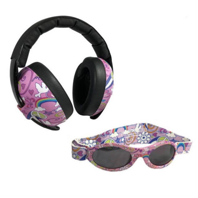 Pachet Combo, Casti Antifonice Banz copii + Ochelari de Soare Protectie UV, 3 - 36 luni, Peace [9]