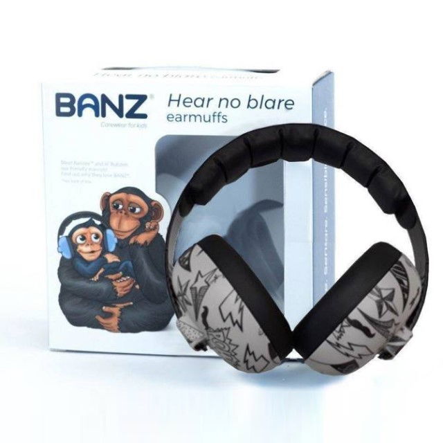 Pachet Combo, Casti Antifonice Banz bebe + Ochelari de Soare Protectie UV, 3 - 36 luni, Grafiti [18]