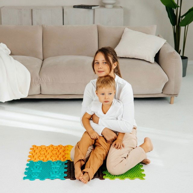 PACHET: Set 32 piese Blocuri de constructie 3D + Set 6 Covorase ortopedice si senzoriale, puzzle [18]