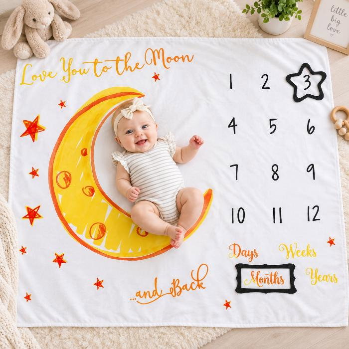 Paturica Milestone plusata pentru fotografii memorabile Luna Galbena Drool [5]