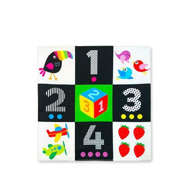 Paturica senzoriala bebe, jucarie moale educativa, 27 x 27 cm, Empria, Cifre [3]