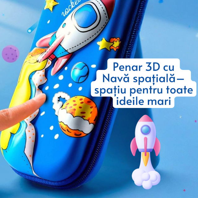 Penar 3D, compartimentat, imagini in relief, inchidere cu fermoar, pentru scoala si gradinita, Empria, Nava spatiala [3]