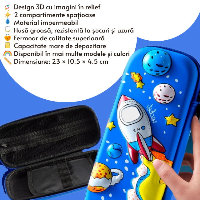 Penar 3D, compartimentat, imagini in relief, inchidere cu fermoar, pentru scoala si gradinita, Empria, Nava spatiala [2]