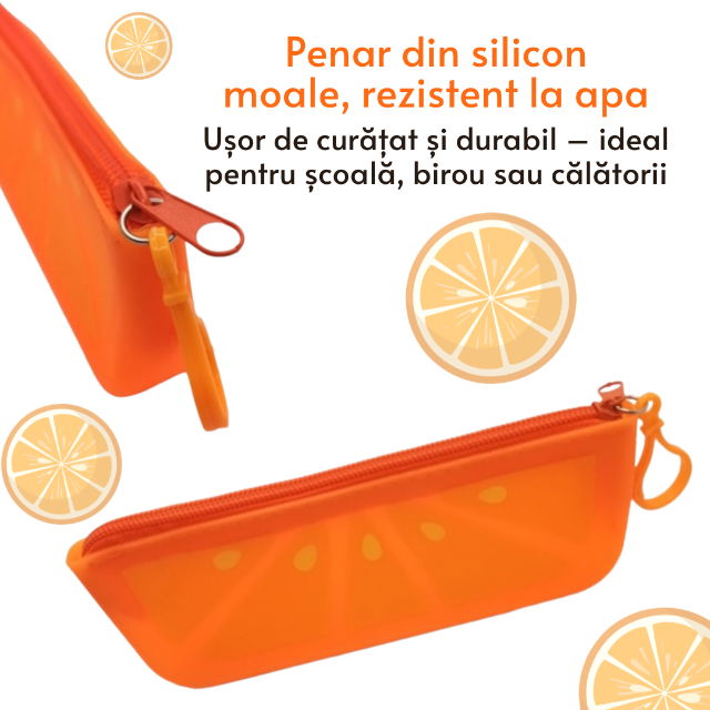 Penar din silicon moale, inchidere cu fermoar, Empria, Portocaliu [2]