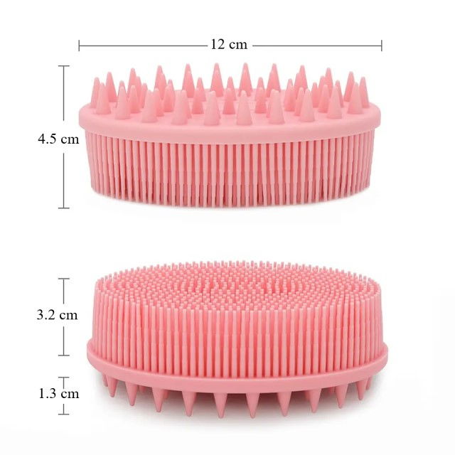 Perie pentru corp 2 in 1, burete din silicon pentru curatare, exfoliere si masaj corporal, Empria, Roz, Model 1 [10]