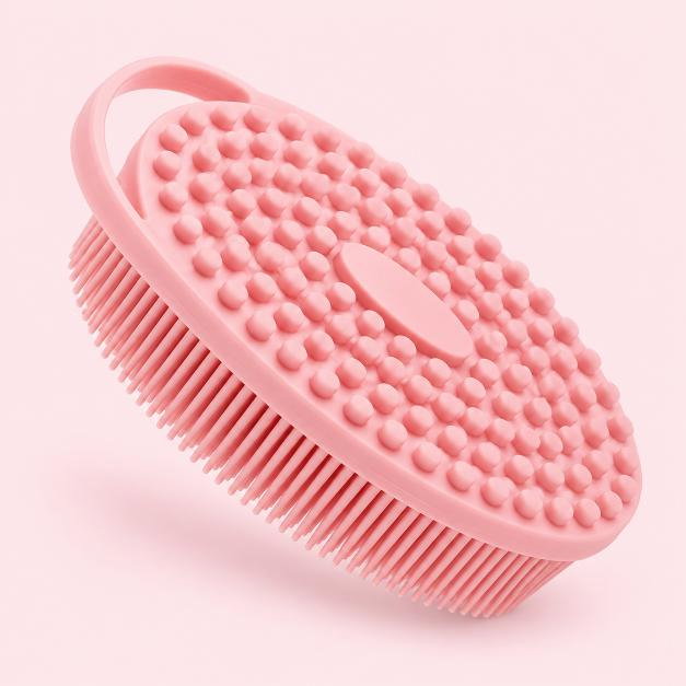 Perie pentru corp 2 in 1, burete din silicon pentru curatare, exfoliere si masaj corporal, Empria, Roz, Diverse modele [6]