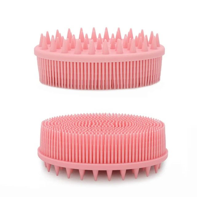 Perie pentru corp 2 in 1, burete din silicon pentru curatare, exfoliere si masaj corporal, Empria, Roz, Model 1 [6]