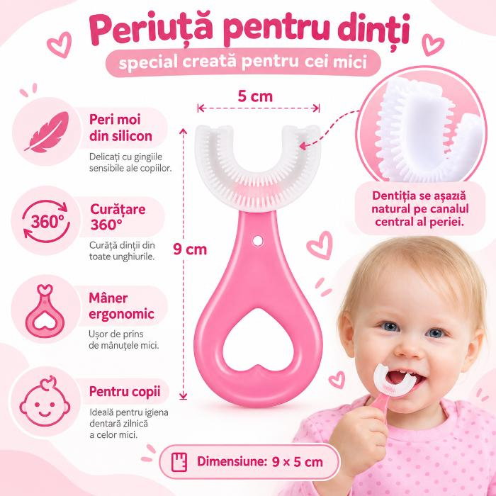 Periuta de dinti circulara, pentru bebelusi, Empria, Roz [4]