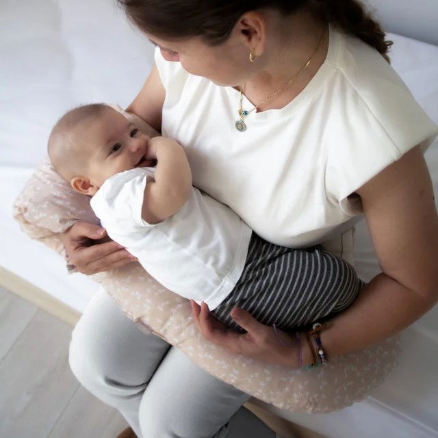 Perna multifunctionala pentru alaptat si gravide cu suport detasabil pentru cap BabyJem, Somon [2]