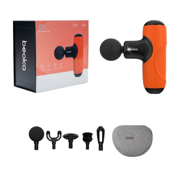 Pistol Masaj Premium - Aparat Masaj Ultra-Portabil, 5 Capete, 5 Viteze, 3000 Percutii, Motor Silentios, Carcasa Depozitare,Diverse culori [15]