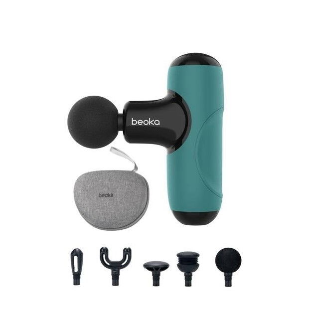 Pistol Masaj Premium - Aparat Masaj Ultra-Portabil, 5 Capete, 5 Viteze, 3000 Percutii, Motor Silentios, Carcasa Depozitare, Verde [2]