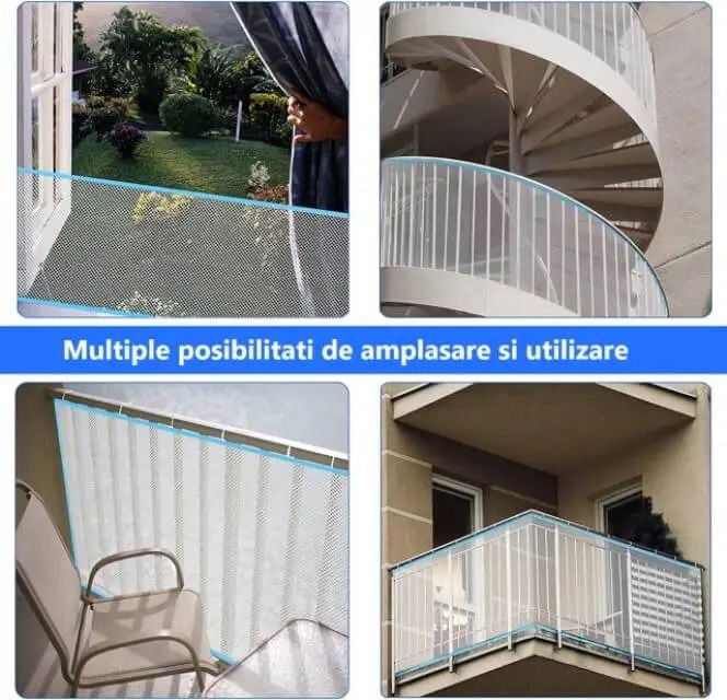 Plasa siguranta scari, balustrade, balcoane, pentru caini si pisici, Empria, 300 x 78 cm, Alb [4]