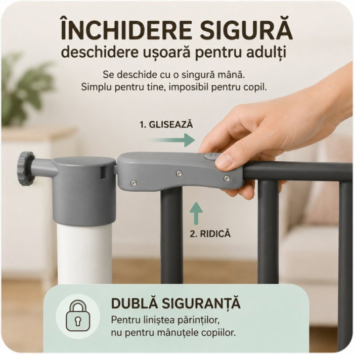 Poarta de siguranta pentru copii, ce poate fi montata la usi sau scari [8]