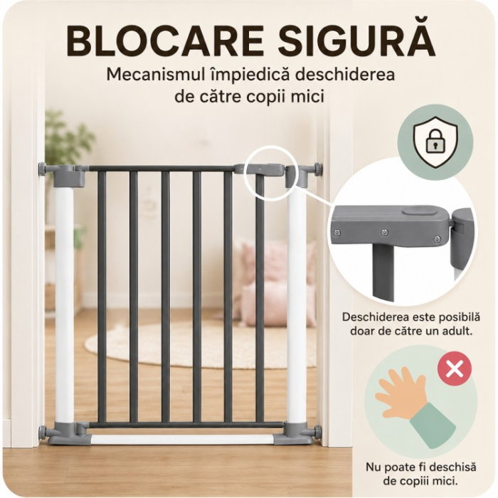 Poarta de siguranta pentru copii, ce poate fi montata la usi sau scari [7]