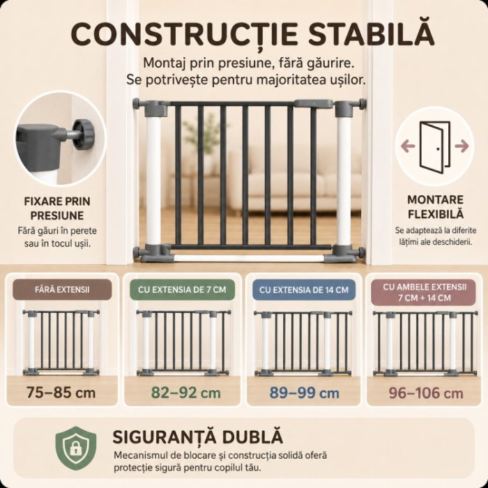 Poarta de siguranta pentru copii, ce poate fi montata la usi sau scari [5]