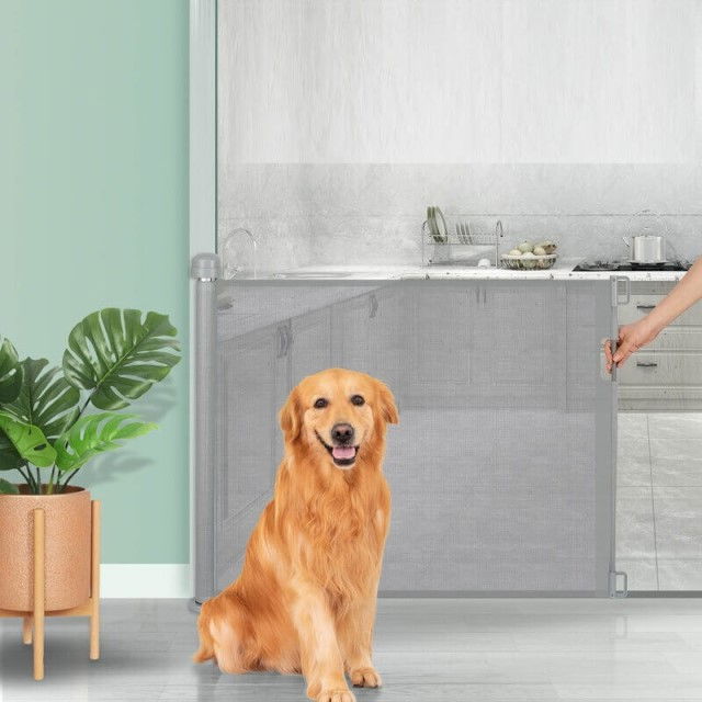 Poarta de siguranta retractabila extra lunga, Empria, 140 cm, Gri [5]