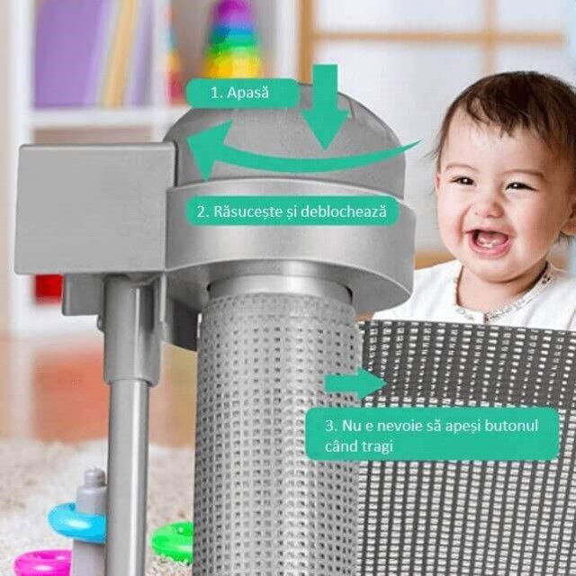 Poarta de siguranta retractabila extra lunga, Empria, 140 cm, Gri [9]