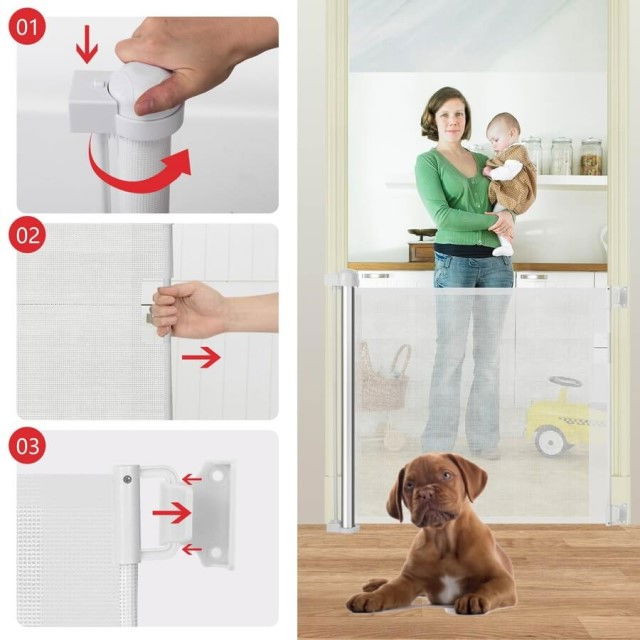 Poarta de siguranta retractabila extra lunga, 180 cm, Alb [11]