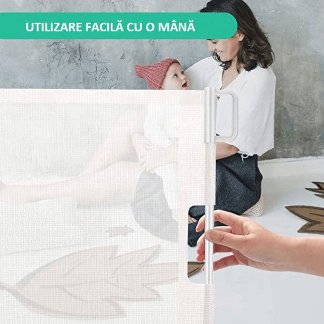 Poarta de siguranta retractabila extra lunga, 180 cm, Alb [4]