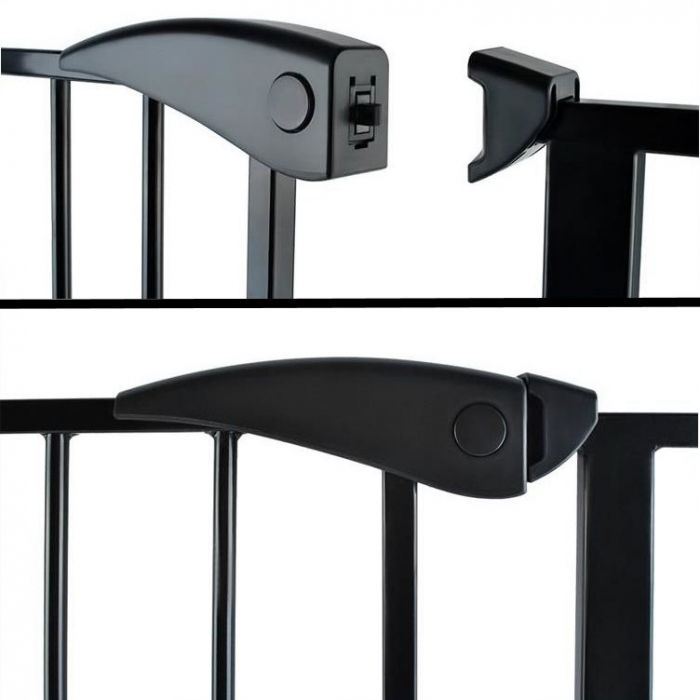 Poarta siguranta caini, pisici, copii, protectie scari si usi, dimensiune ajustabila, Empria, 76-80 cm, siguranta dubla, Negru [15]
