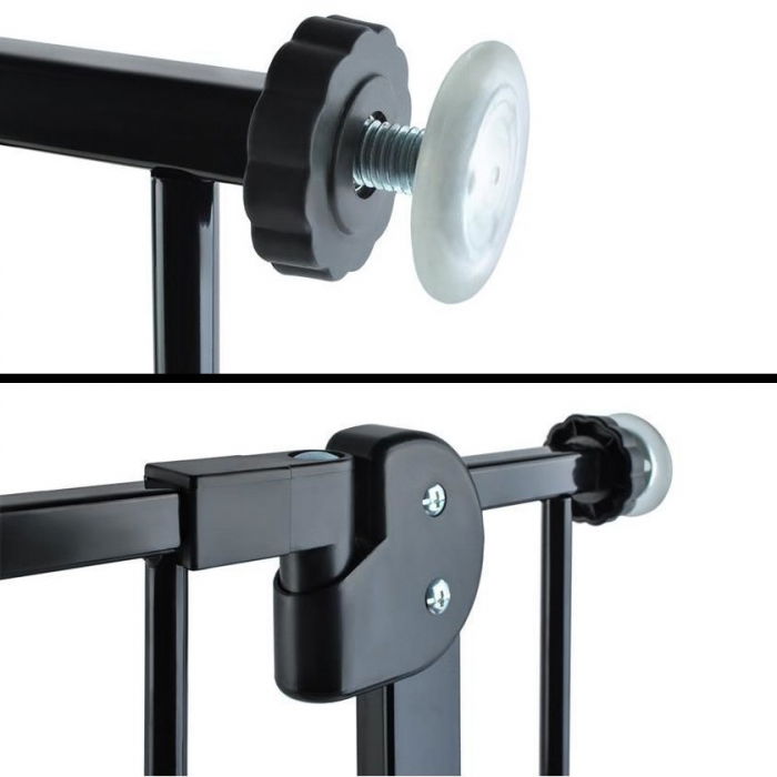 Poarta siguranta caini, pisici, copii, protectie scari si usi, dimensiune ajustabila, Empria, 76-80 cm, siguranta dubla, Negru [14]