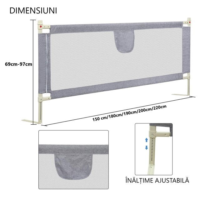 PRODUS RESIGILAT - Protectie pat copii, inaltime ajustabila 69-97 cm, 215.5 cm [3]