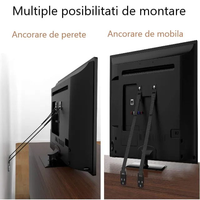 Protectie impotriva daramarii televizorului, ancorare TV, protectie cutremur, chingi din nailon si metal, Empria [8]