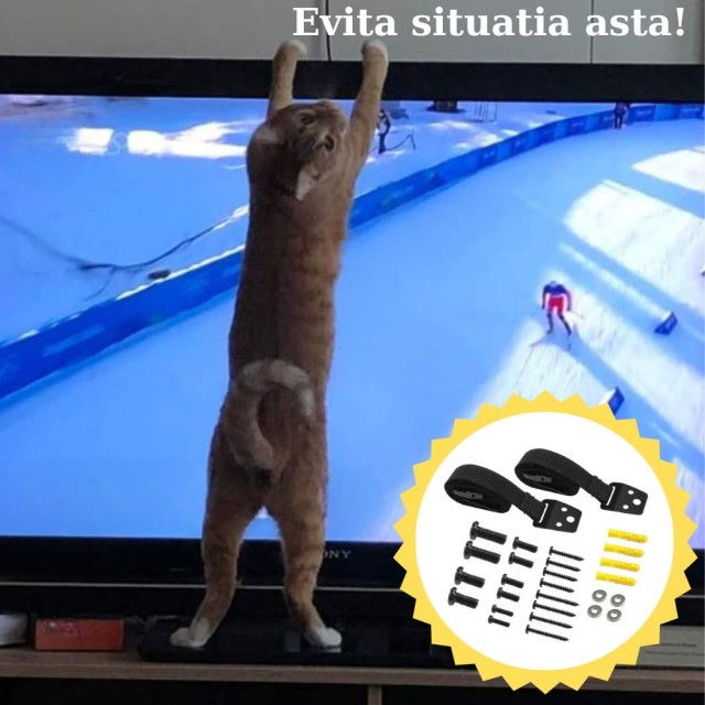 Protectie impotriva daramarii televizorului, ancorare TV, protectie cutremur, chingi din nailon si metal, Empria [4]