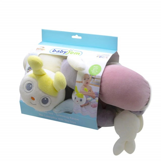 Protectie laterala multifunctionala cu jucarii din plus BabyJem Caterpilar, Roz [3]