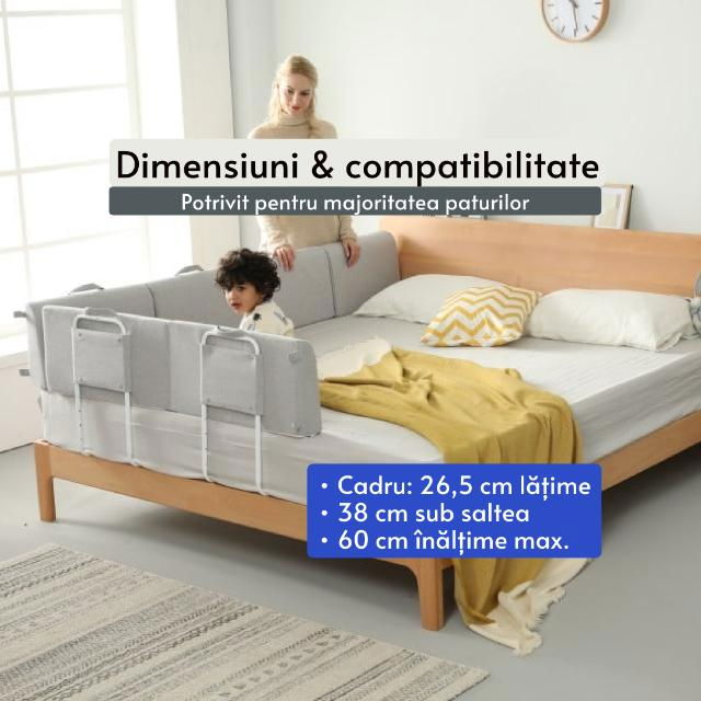Protectie pat copil, pliabila si super portabila, H 30 cm, 120 cm, Gri [5]