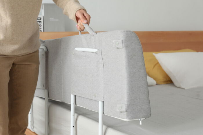 PRODUS RESIGILAT - Protectie pat copil, pliabila si super portabila, H 30 cm, Gri, 120 cm [12]