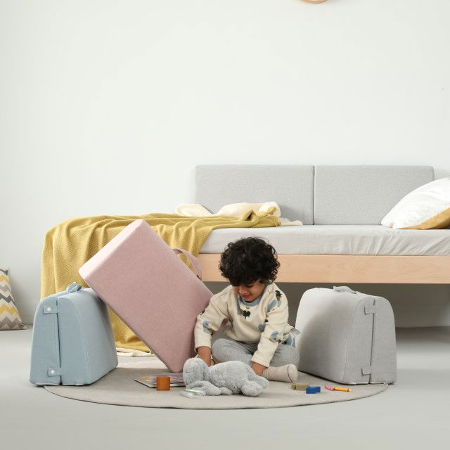 Protectie pat copil, pliabila si super portabila, H 30 cm, 120 cm, Gri [16]