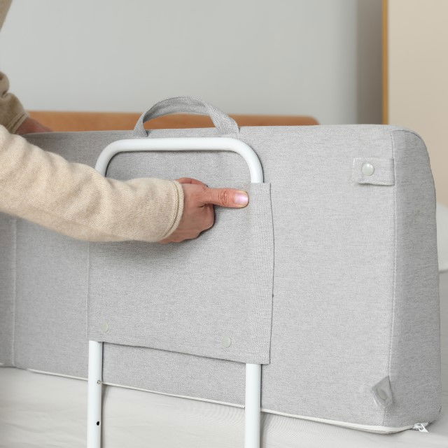 Protectie pat copil, pliabila si super portabila, H 30 cm, 120 cm, Gri [10]