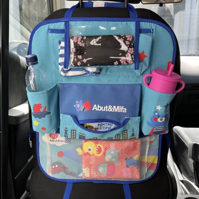 Protectie scaun auto, organizator auto copii, 8 buzunare, Empria, 54x43 cm, Albastru [8]