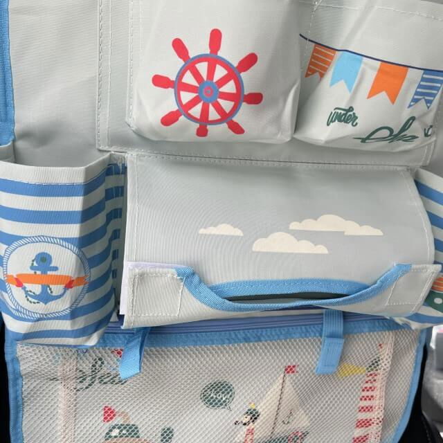 Protectie scaun auto, organizator auto copii, 8 buzunare, Empria, 54x43 cm, Bleu [5]