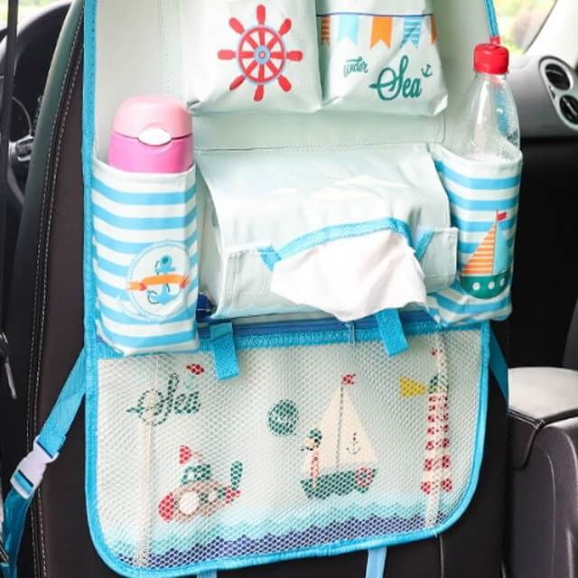 Protectie scaun auto, organizator auto copii, 8 buzunare, Empria, 54x43 cm, Bleu [4]