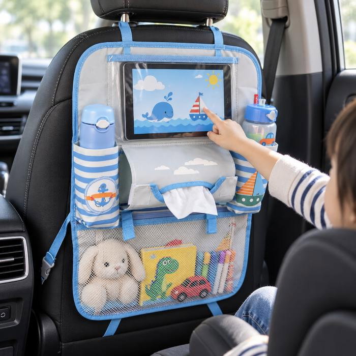 Protectie scaun auto, organizator auto copii, 8 buzunare, Empria, 54x43 cm, Diverse culori [1]