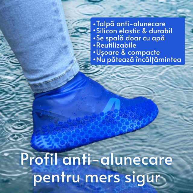 Protectii pentru incaltaminte, impermeabile de silicon, anti-alunecare, Empria, marime S 30 - 34, Albastru [5]