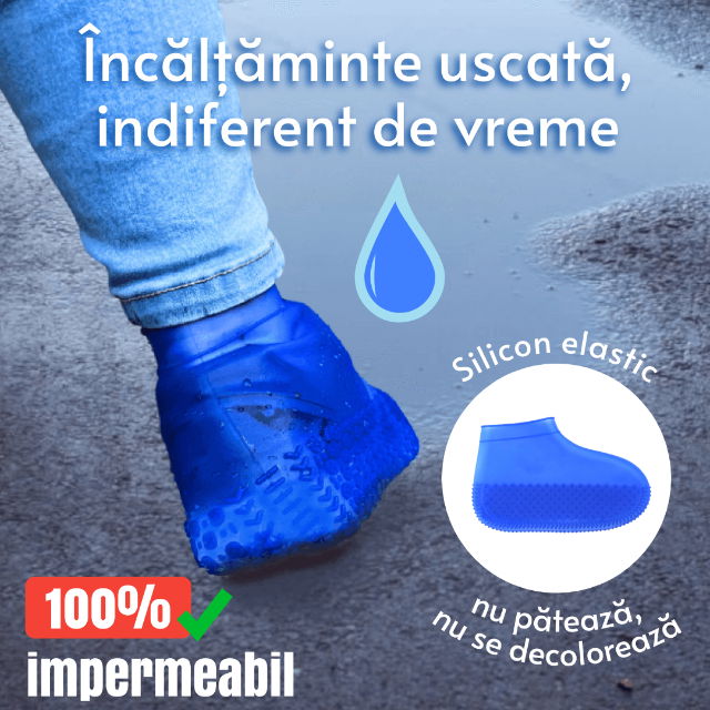 Protectii pentru incaltaminte, impermeabile de silicon, anti-alunecare, Empria, marime S 30 - 34, Albastru [4]
