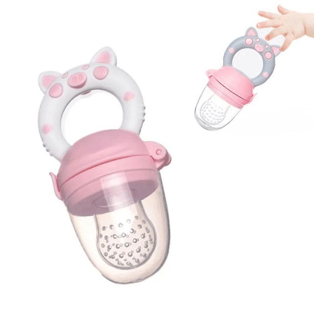 Recipient hranire bebelus, mediu suzeta silicon diversificare alimente, 6 - 12 luni, Empria, Roz [8]