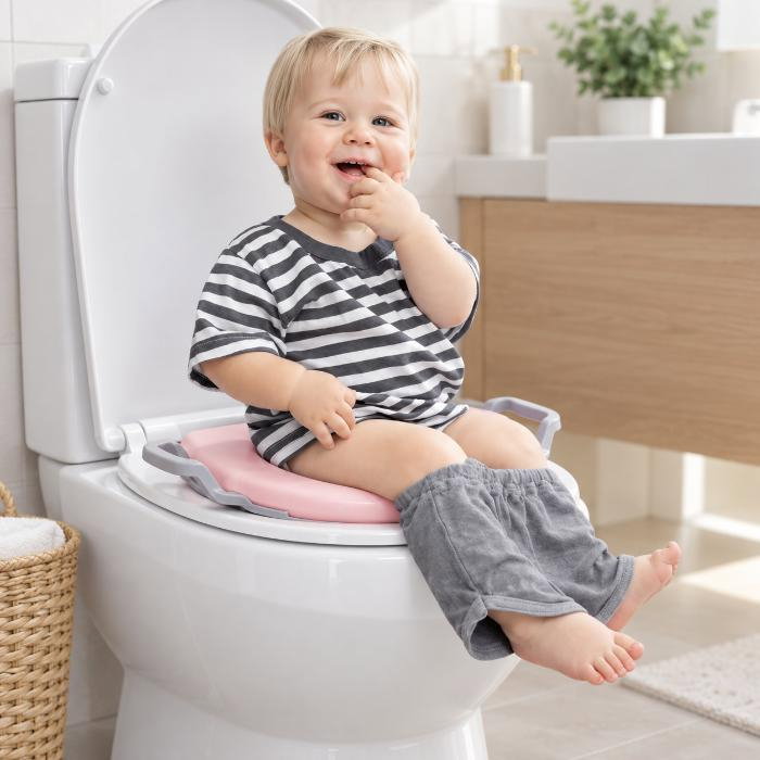 Reductor WC copii moale uni pentru toaleta BabyJem, Roz [3]