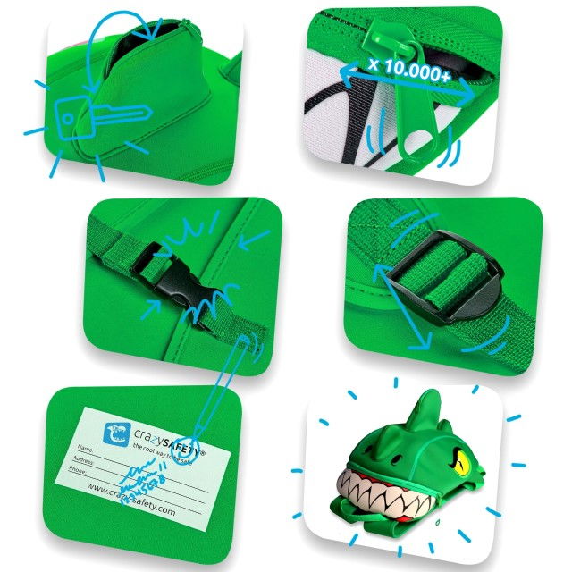 Rucsac pentru copii, model 3D cu Dragon, bretele ajustabile, Verde [3]