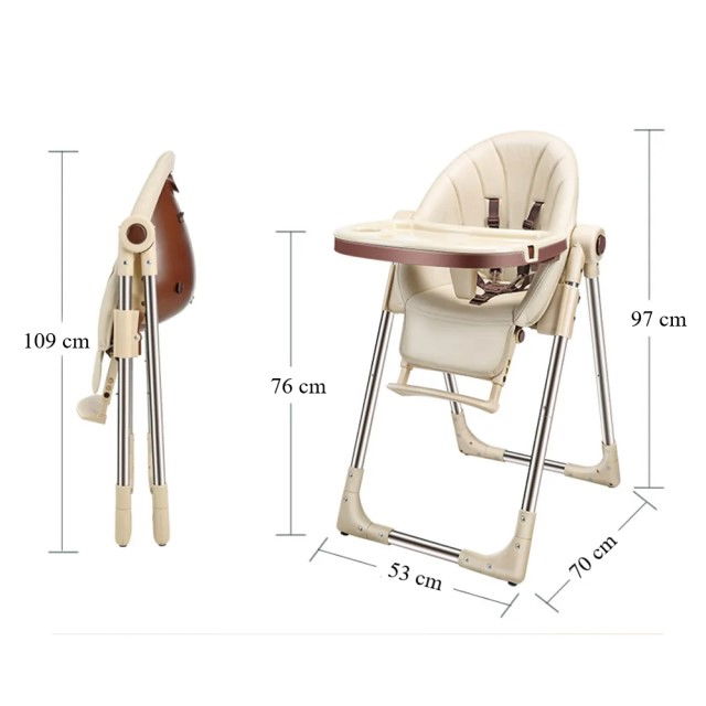 PRODUS RESIGILAT - Scaun de masa bebe, pliabil si ajustabil, Luxury, Crem [3]