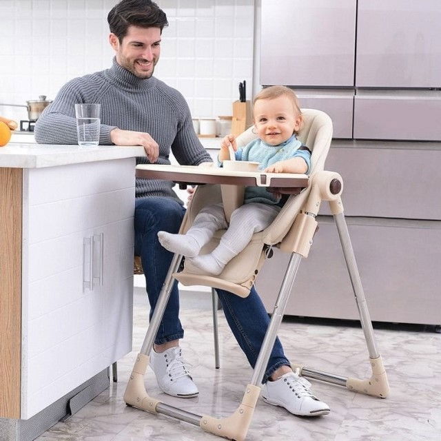 Scaun de masa bebe, pliabil si ajustabil, Luxury, Crem [3]