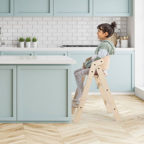 Scaun de masa pliabil din lemn MamaToyz, multifunctional si transformabil cu masuta, 6 luni - adolescent, Natur [11]