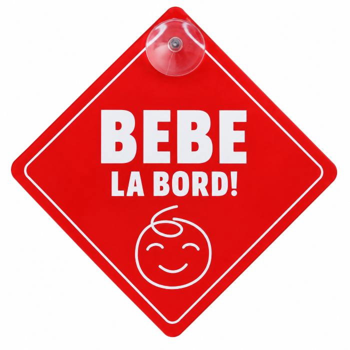 Semn bebe la bord, sticker cu ventuza, atentionare baby on board, siguranta auto, Empria, Rosu [5]